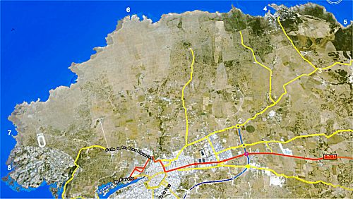 Road map of the north coast of Ciudadela for the Cala Morell and Algaiarens beach circuit in La Vall
